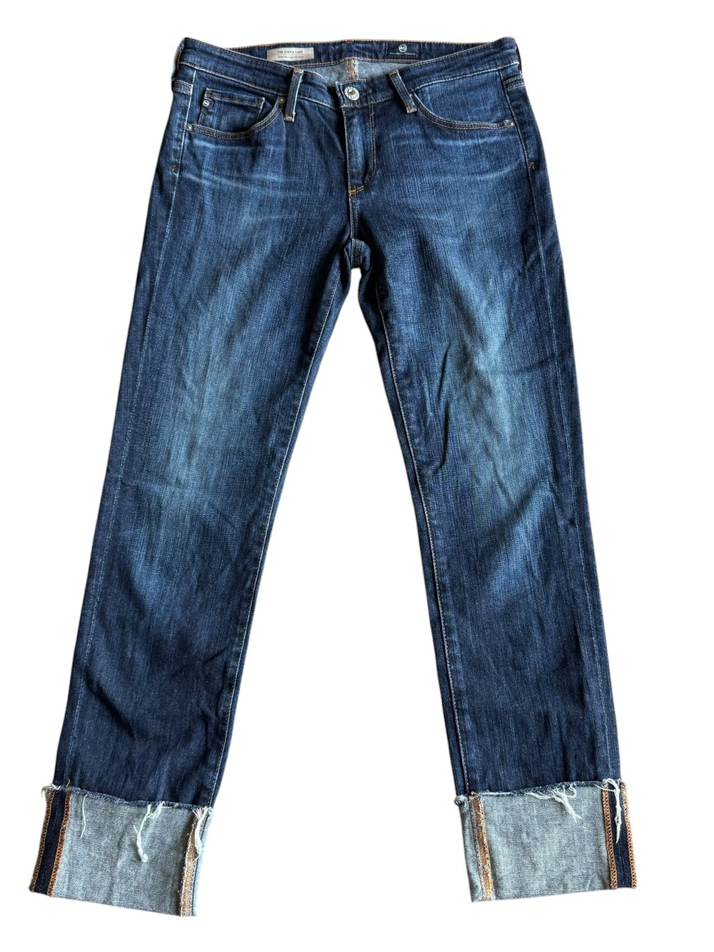 AG Adriano Goldschmied Stevie Cuffed Jeans Women’s 27 Slim Straight Crop Dark